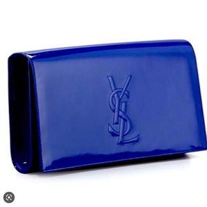Ysl belle de jour patent blue clutch
